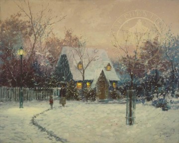 Thomas Kinkade Painting - Casa de campo de invierno Robert Girrard Thomas Kinkade